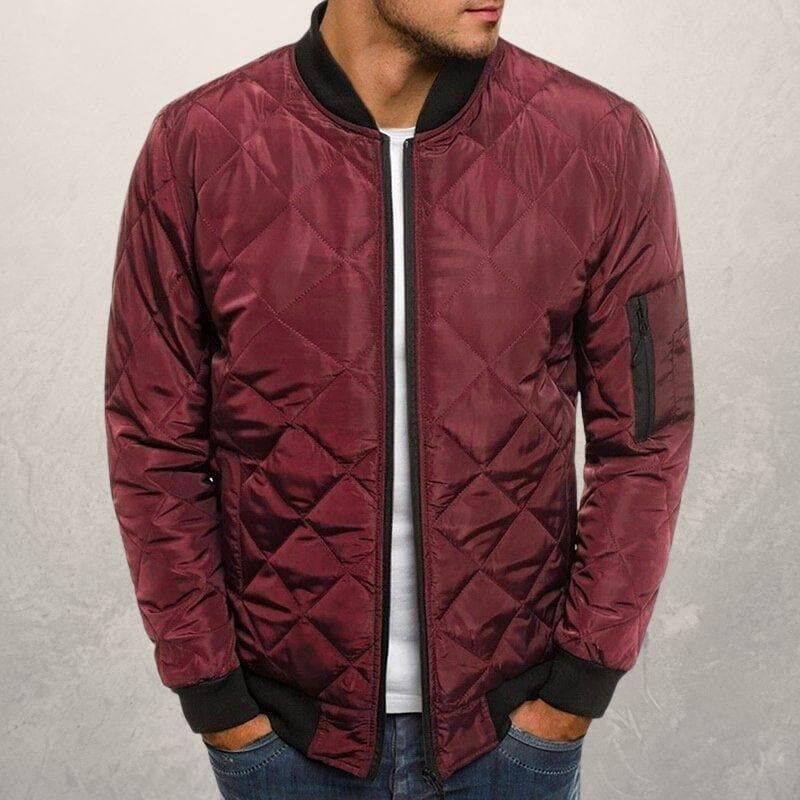 Men’s Bomber Jacket – Quilted Design – Wind Resistant – Regular Fit – Ribbed Trim