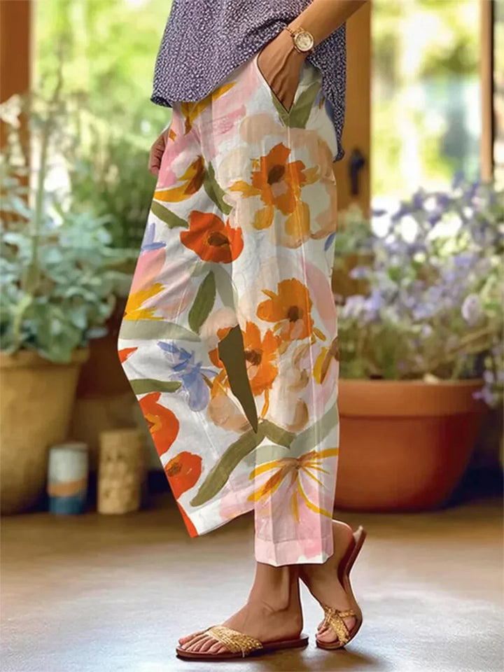 Women’s Wide-Leg Pants - Relaxed Fit - Breathable Blend - Full Length Casual Style