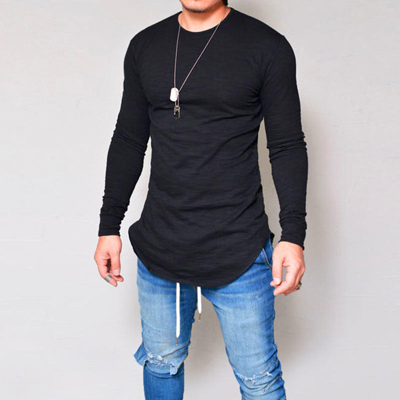 Men’s Long Sleeve T-Shirt – Slim Fit – Round Neck – Cotton Blend