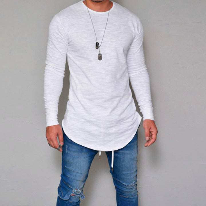 Men’s Long Sleeve T-Shirt – Slim Fit – Round Neck – Cotton Blend