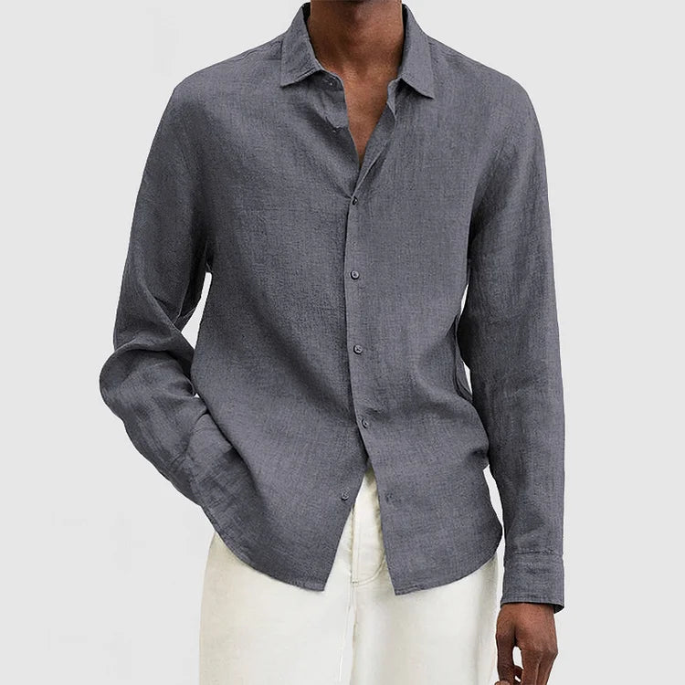 Men’s Button-Up Shirt - Relaxed Fit - Long Sleeve - Casual Style