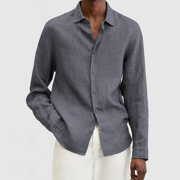 Men’s Button-Up Shirt - Relaxed Fit - Long Sleeve - Casual Style