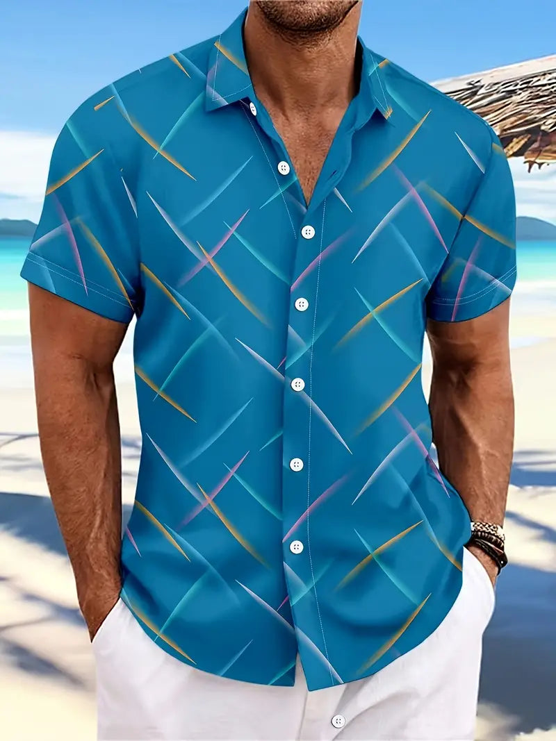 Men’s Short-Sleeve Button-Up Shirt - Relaxed Fit - Lightweight Breathable Casual Wear