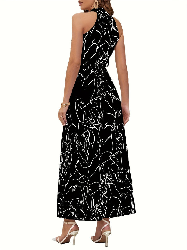 Women’s Maxi Dress - Halter Neck - Abstract Print - Lightweight Flowy Fit