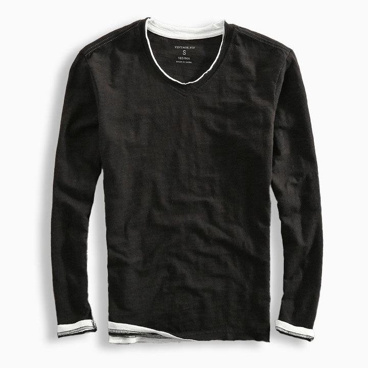 Men’s Long Sleeve Shirt - Classic Fit - V-Neck - Casual Everyday Wear