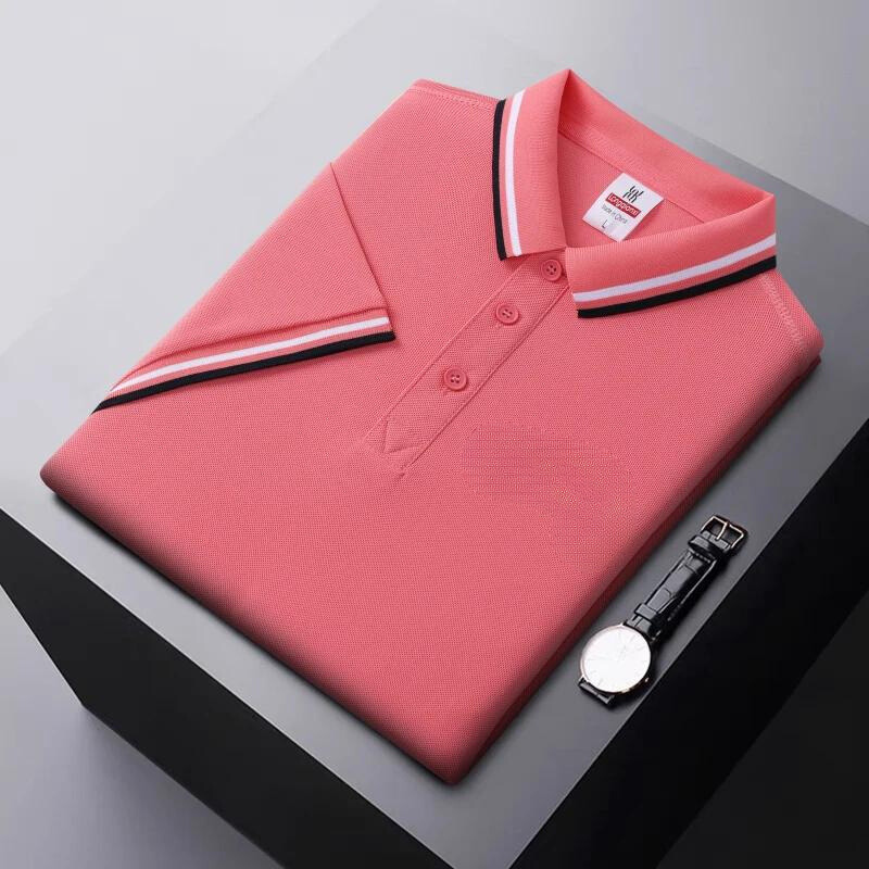 Men’s Polo Shirt - Breathable Blend - Regular Fit - Striped Collar Casual Style