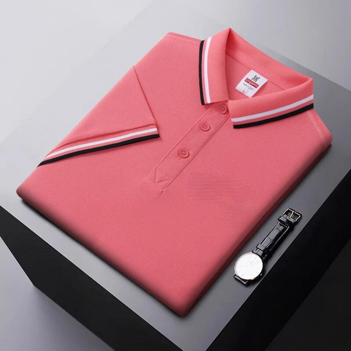 Men’s Polo Shirt - Breathable Blend - Regular Fit - Striped Collar Casual Style