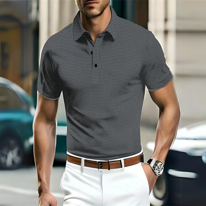 Men’s Polo Shirt - Slim Fit - Soft Knit - Button Placket - Short Sleeve Casual Wear