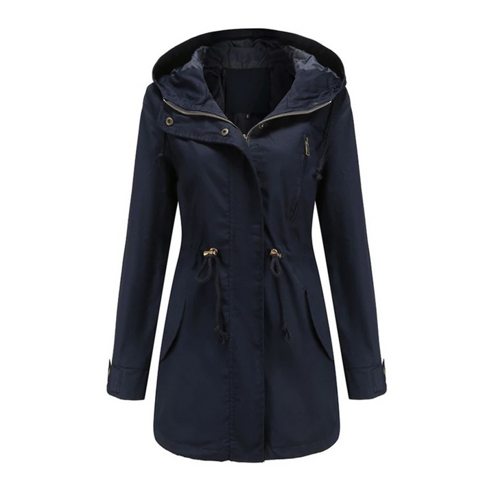 Women's Utility Jacket - Hooded - Adjustable Waist - Zipper Closure - Snap-Button Cuffs