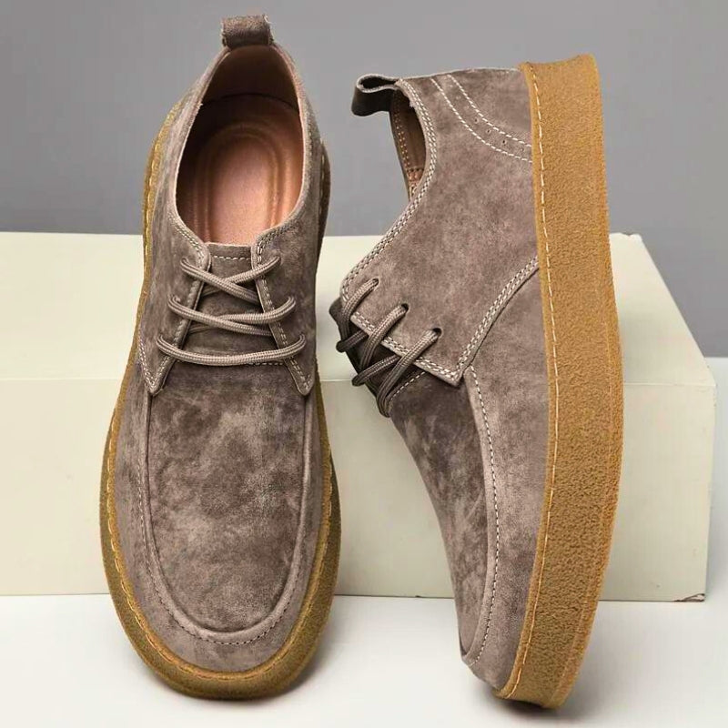 Men’s Dress Shoes – Suede Finish – Low-Top – Rounded Toe – Lace-Up Formal Style