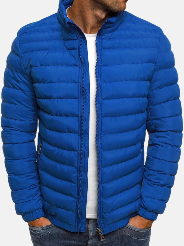 Men’s Quilted Jacket - Slim Fit - Lightweight Padded - High Collar Casual Outerwear