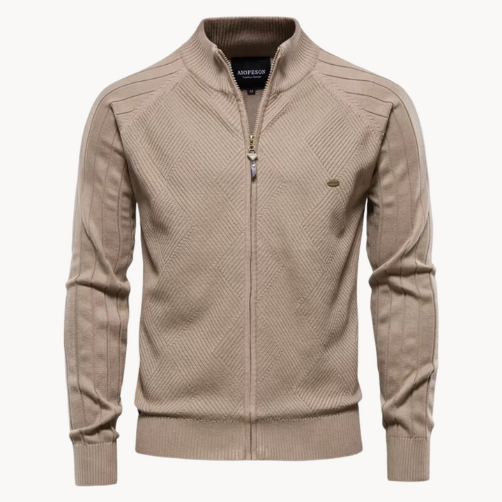 Men’s Hybrid Jacket – Slim Fit – Knitted Wool Blend – Ribbed Trim – Zip-Up Casual Layer