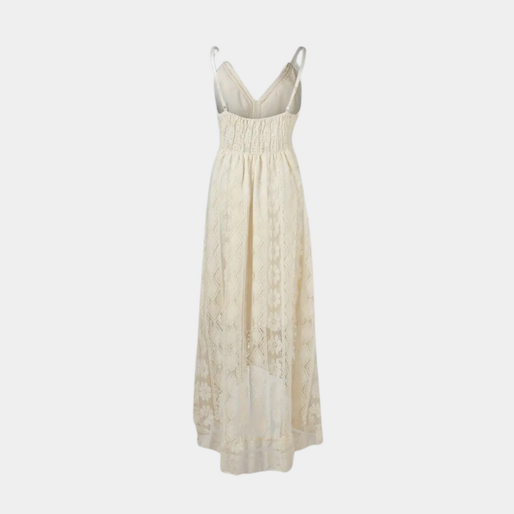 Women’s Midi Dress - Relaxed Fit - Lace Detailing - Spaghetti Straps - Boho Style