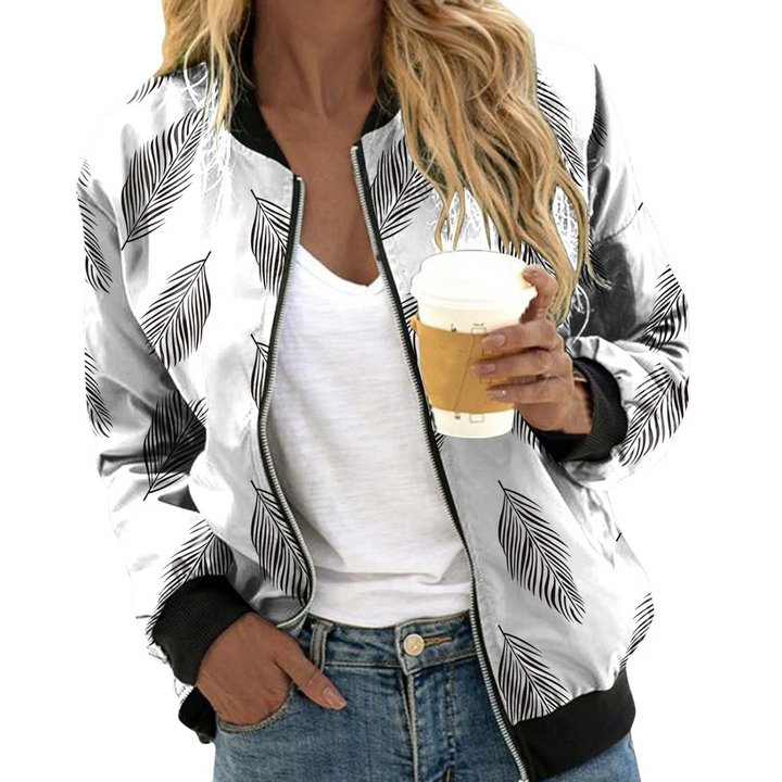 Women’s Bomber Jacket – Relaxed Fit – Ribbed Trim – Zipper Front – Breathable Blend