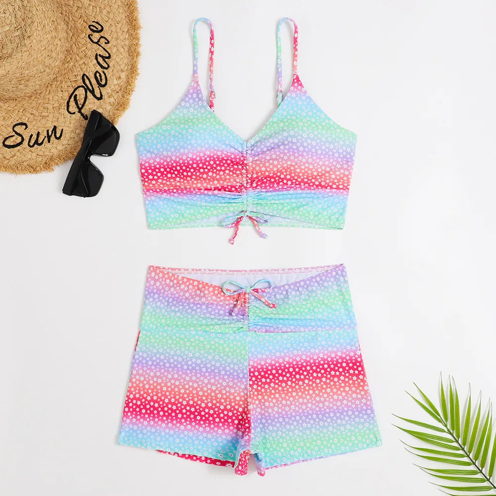 Women’s Bikini Set – Ruched Bralette Top – High Waist – Stretch Breathable Fabric