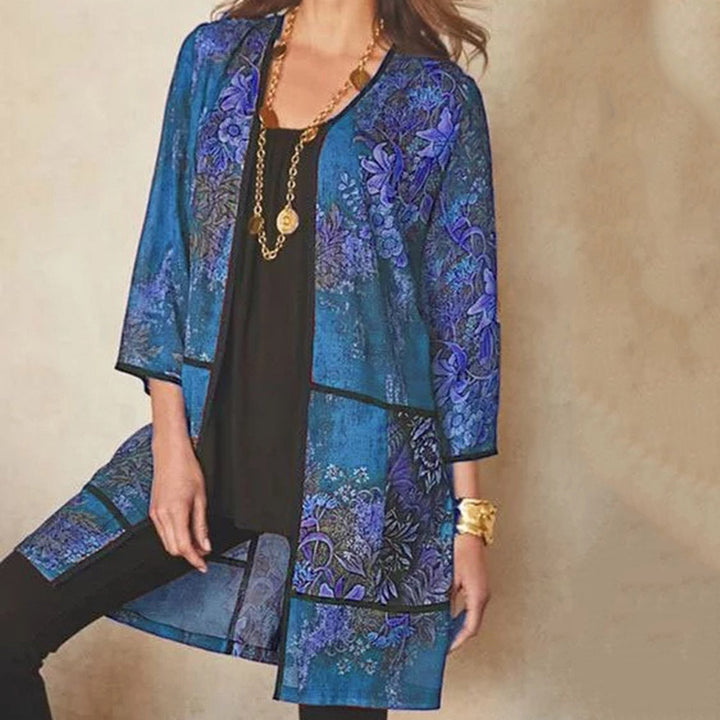 Women’s Tunic Blouse – Relaxed Fit – Sheer Breathable Fabric – 3/4 Sleeve Printed Style