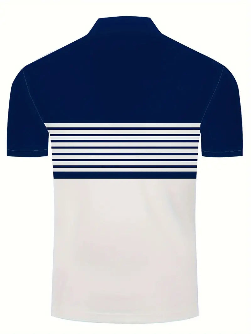 Men’s Polo Shirt – Slim Fit – Striped Chest Design – Short Sleeve Breathable
