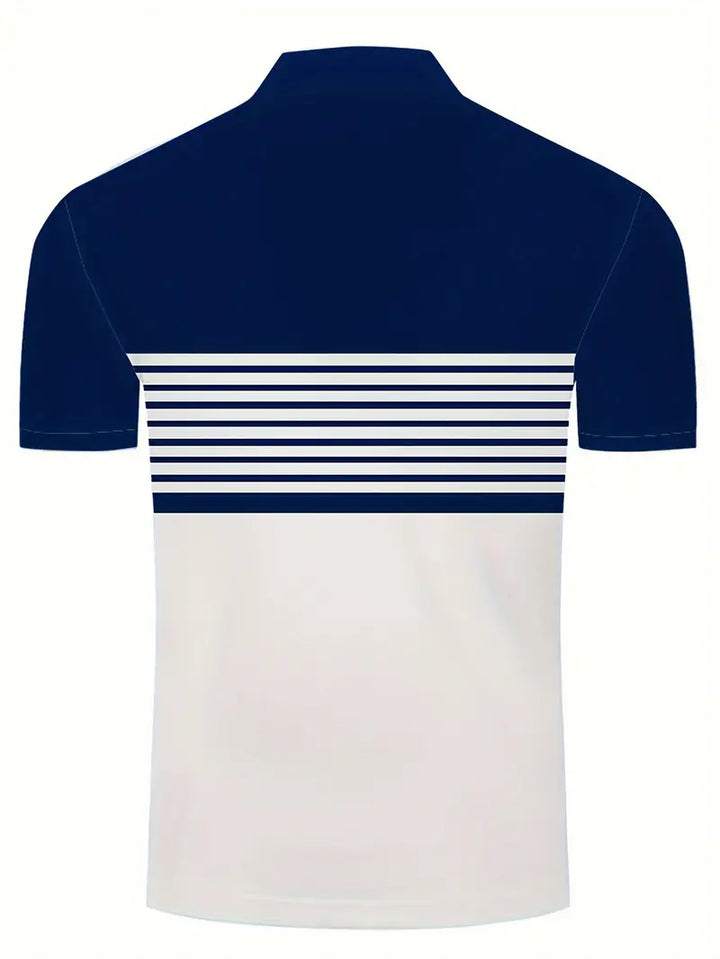 Men’s Polo Shirt – Slim Fit – Striped Chest Design – Short Sleeve Breathable