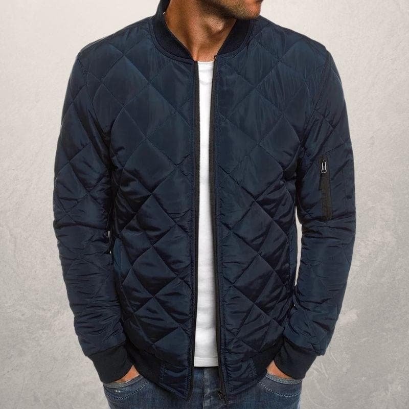 Men’s Bomber Jacket – Quilted Design – Wind Resistant – Regular Fit – Ribbed Trim