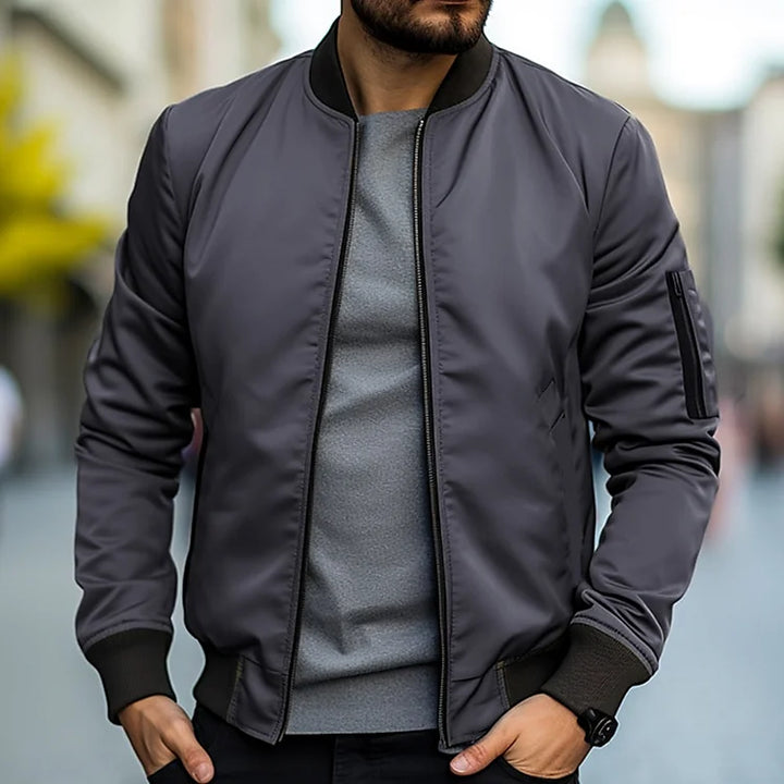 Men’s Bomber Jacket – Regular Fit – Lightweight Breathable – Ribbed Trim Casual Wear