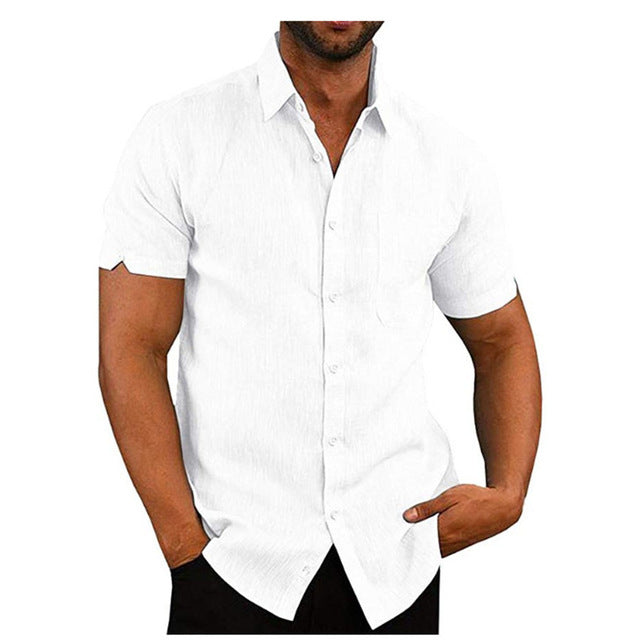 Men’s Short-Sleeve Button-Up Shirt - Relaxed Fit - Breathable Casual Wear