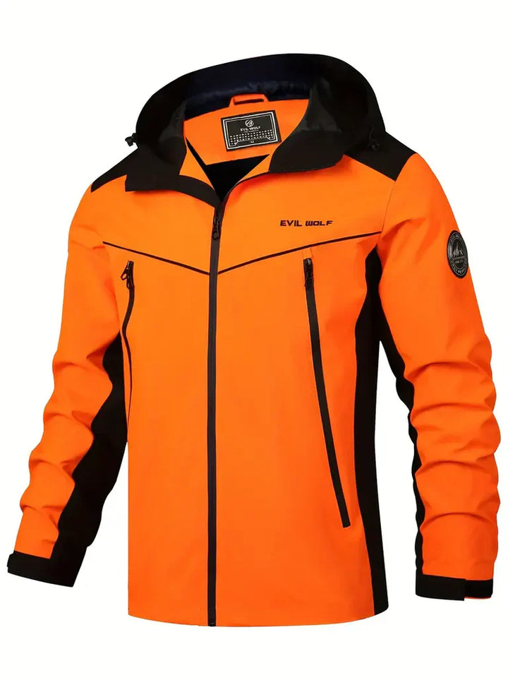Men’s Outdoor Jacket - Waterproof - Reflective Panels - Hooded - Zipper Pockets
