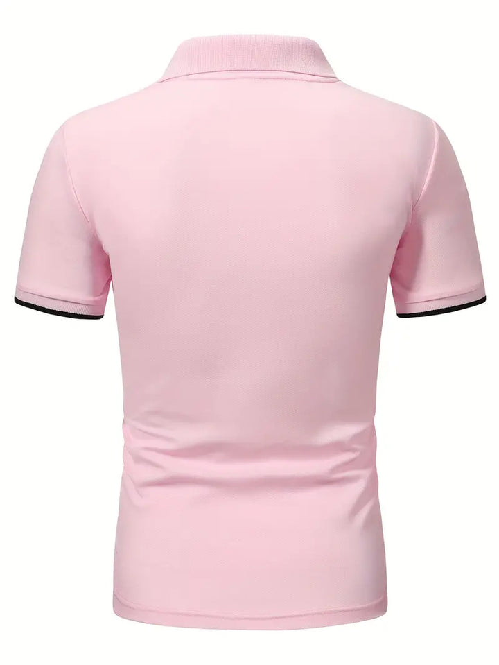 Men’s Polo Shirt - Regular Fit - Vertical Stripe Design - Button Placket Smart Casual