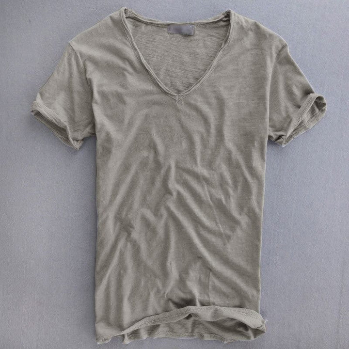 Men’s T-Shirt - Natural Fibers - Standard Fit - V-Neck - Soft Knit Short Sleeve