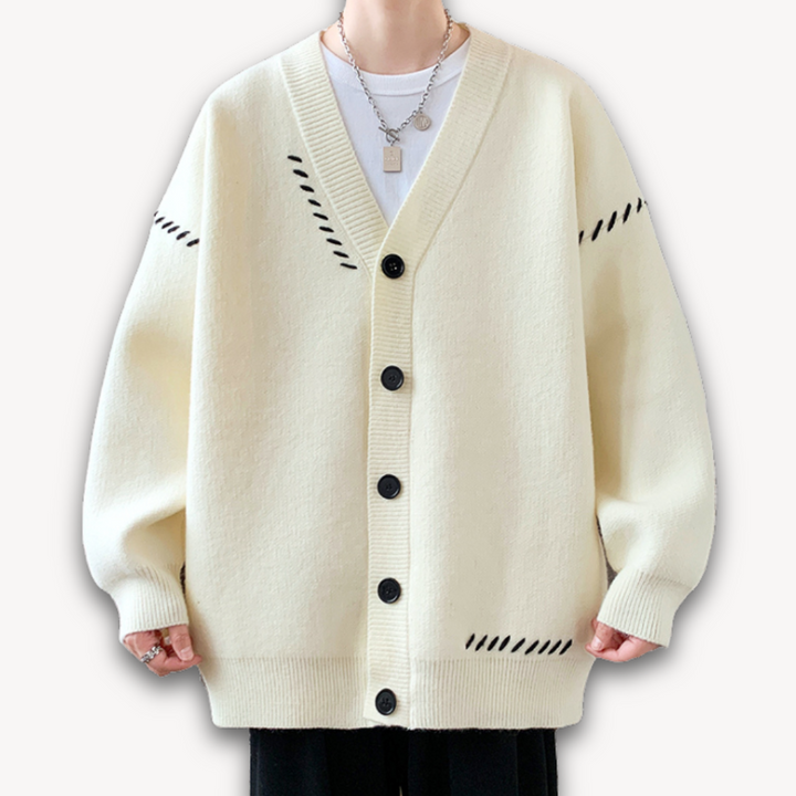 Men’s Cardigan – Oversized Fit – Soft Knit – Button-Up – Ribbed Trim Casual Layering