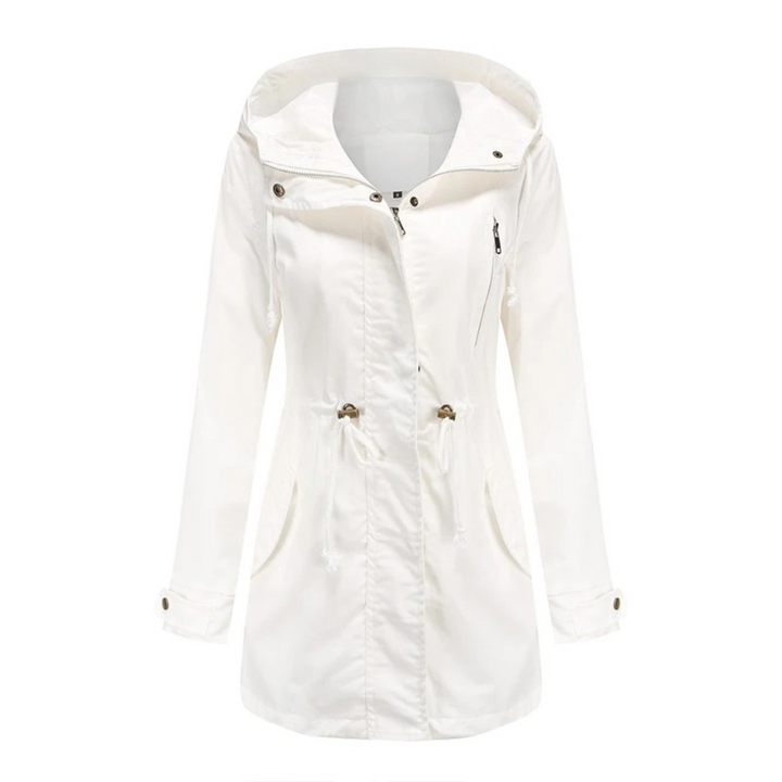 Women's Utility Jacket - Hooded - Adjustable Waist - Zipper Closure - Snap-Button Cuffs