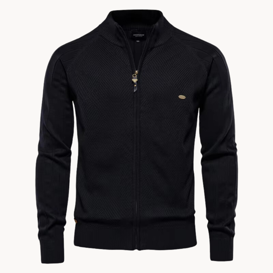 Men’s Hybrid Jacket – Slim Fit – Knitted Wool Blend – Ribbed Trim – Zip-Up Casual Layer