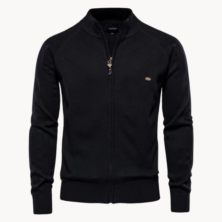 Men’s Hybrid Jacket – Slim Fit – Knitted Wool Blend – Ribbed Trim – Zip-Up Casual Layer