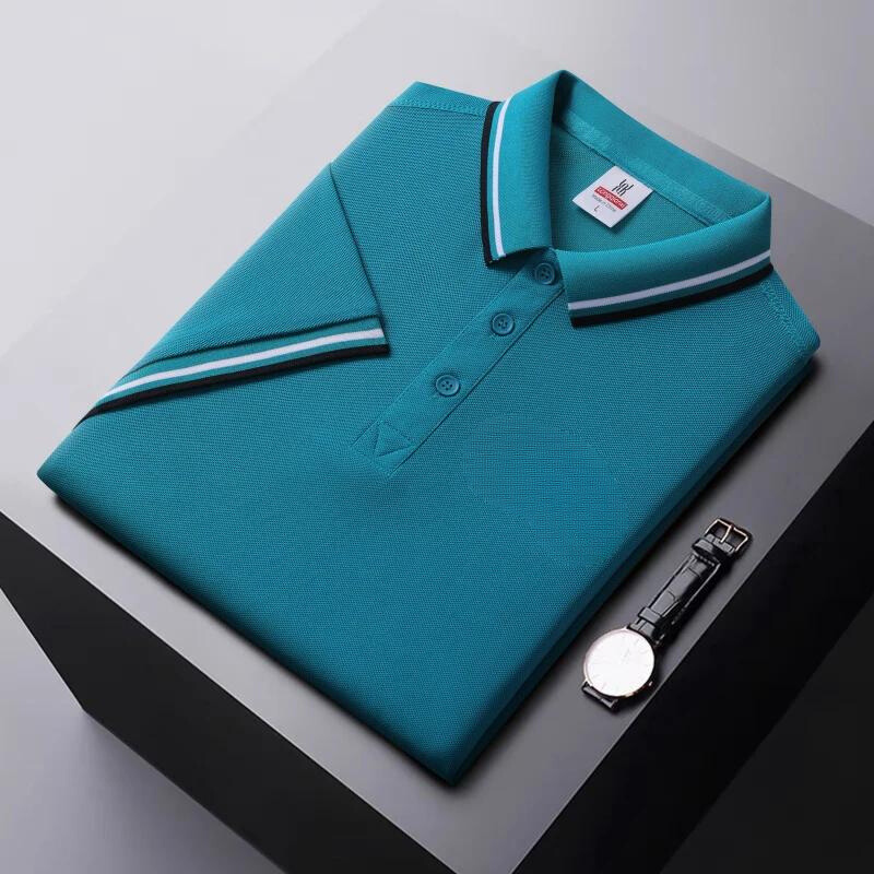 Men’s Polo Shirt - Breathable Blend - Regular Fit - Striped Collar Casual Style