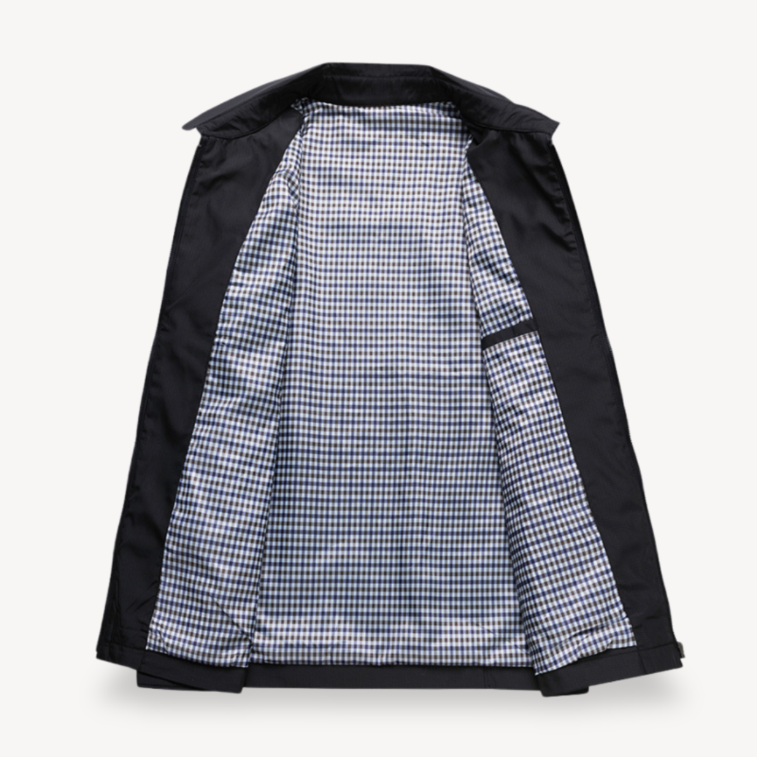 Men’s Lightweight Jacket – Tailored Fit – Zipper Front – Shirt Collar