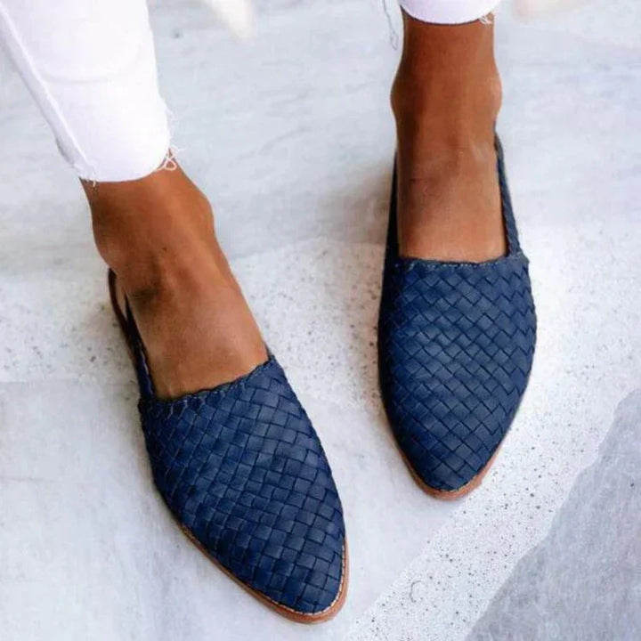 Women’s Loafers – Braided Upper – Slip-On Design – Rounded Toe – Low Heel Casual Fit