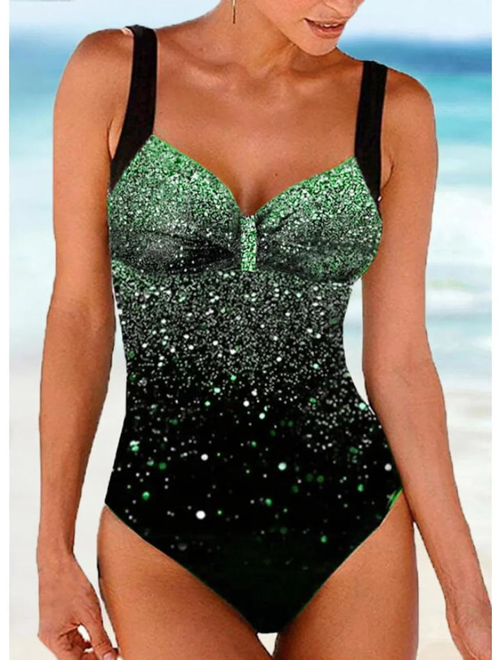 Women’s One-Piece Swimsuit – Shaping Fit – Built-In Bra – Sequin Gradient Print