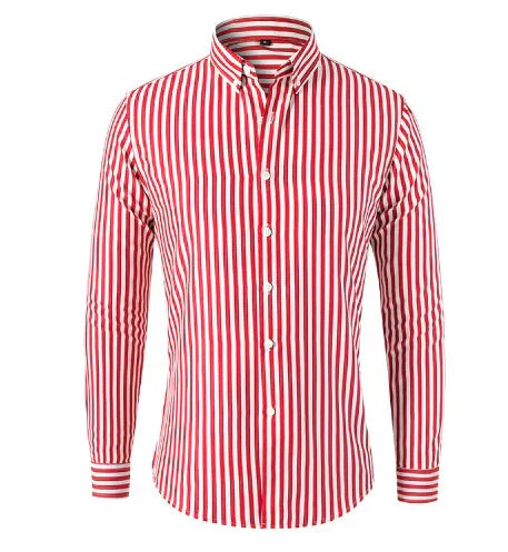 Men’s Button-Down Shirt – Slim Fit – Breathable Blend – Striped Pattern – Long Sleeve