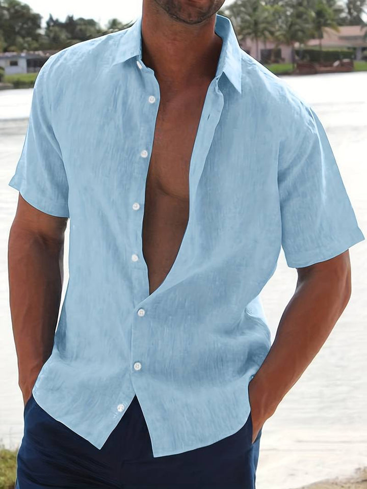 Men’s Short-Sleeve Button-Up Shirt - Relaxed Fit - Breathable Casual Wear