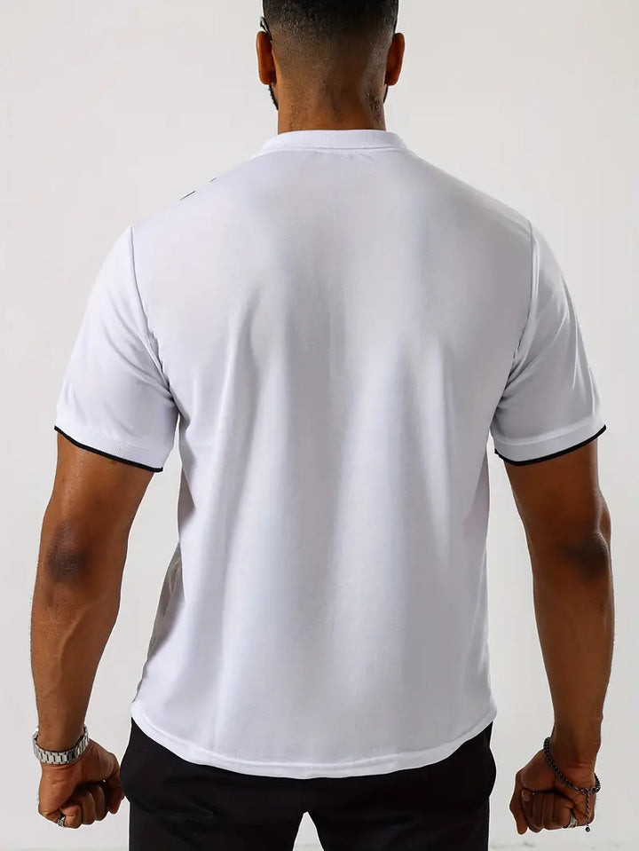 Men’s Polo Shirt - Regular Fit - Vertical Stripe Design - Button Placket Smart Casual