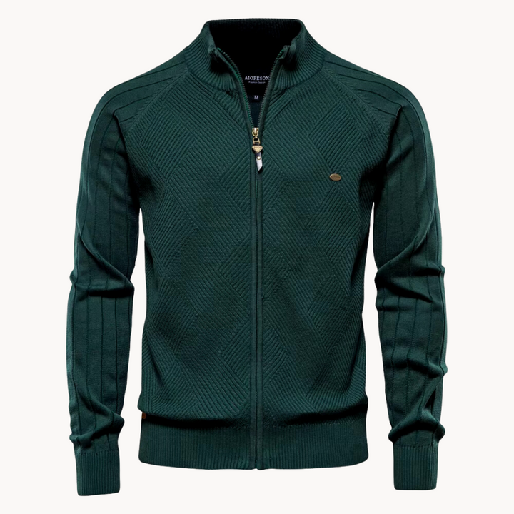 Men’s Hybrid Jacket – Slim Fit – Knitted Wool Blend – Ribbed Trim – Zip-Up Casual Layer