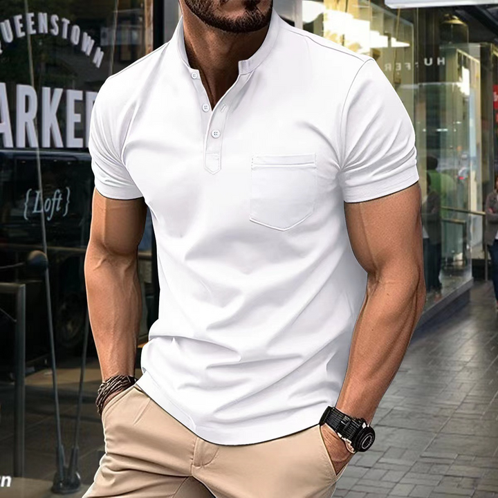 Men’s Polo Shirt - Slim Fit - Soft Knit - Short Sleeve - Chest Pocket - Half Collar