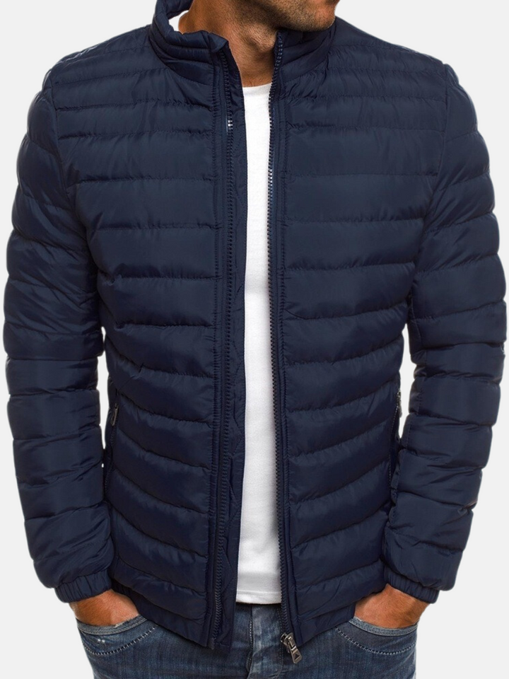 Men’s Quilted Jacket - Slim Fit - Lightweight Padded - High Collar Casual Outerwear