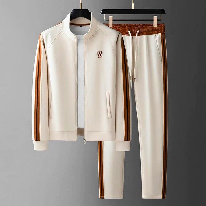 Men’s Tracksuit Set – Standard Fit – Zip Jacket – Tapered Pants – Side Stripe