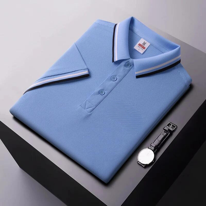 Men’s Polo Shirt - Breathable Blend - Regular Fit - Striped Collar Casual Style