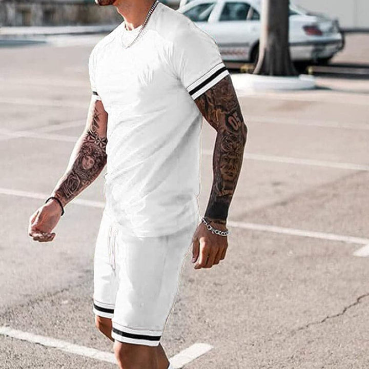 Men’s Athletic Set – Slim Fit – Breathable Stretch Blend – Short Sleeve Top & Shorts
