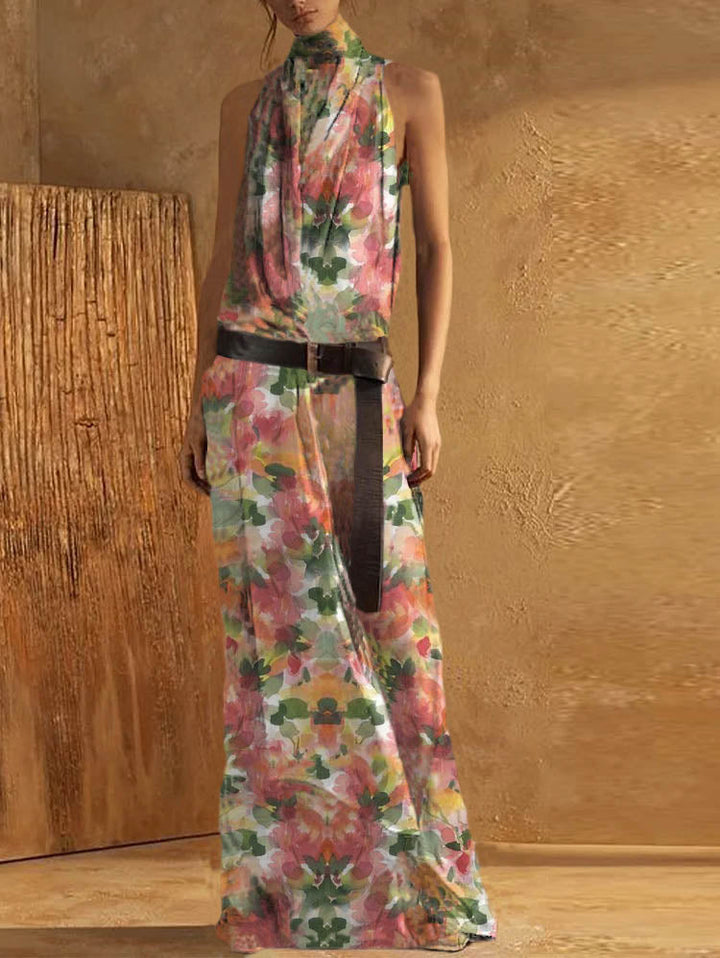 Women’s Maxi Tank Dress – High Neck – Sleeveless – Flowy Fit – Breathable Blend