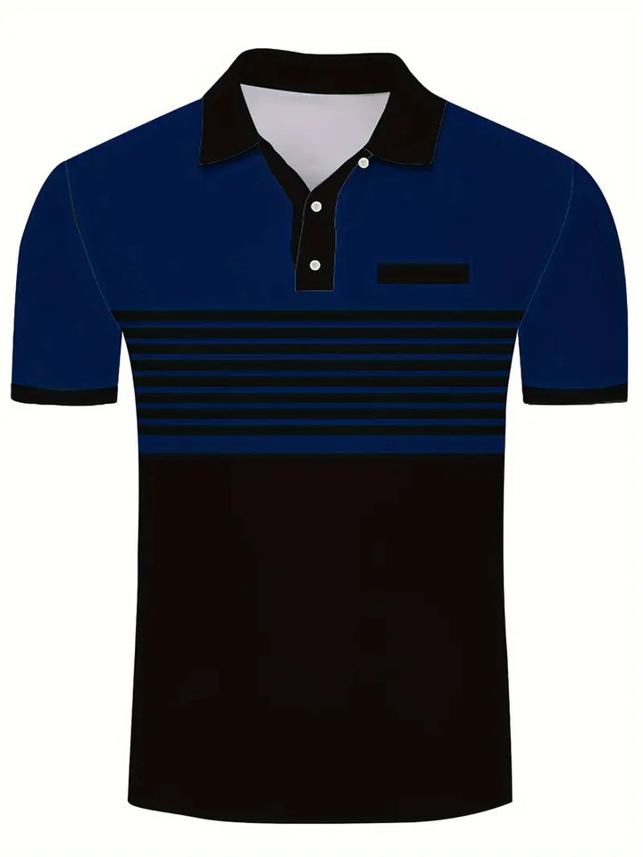 Men’s Polo Shirt – Slim Fit – Striped Chest Design – Short Sleeve Breathable