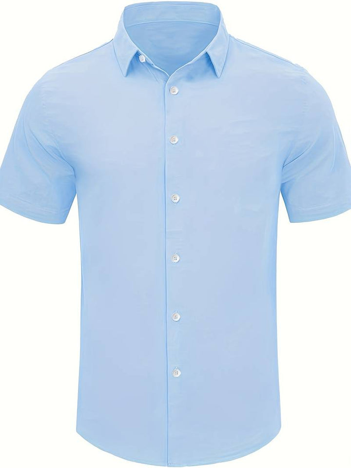 Men’s Short-Sleeve Button-Up Shirt - Relaxed Fit - Breathable Casual Wear