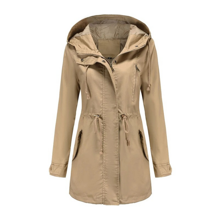 Women's Utility Jacket - Hooded - Adjustable Waist - Zipper Closure - Snap-Button Cuffs