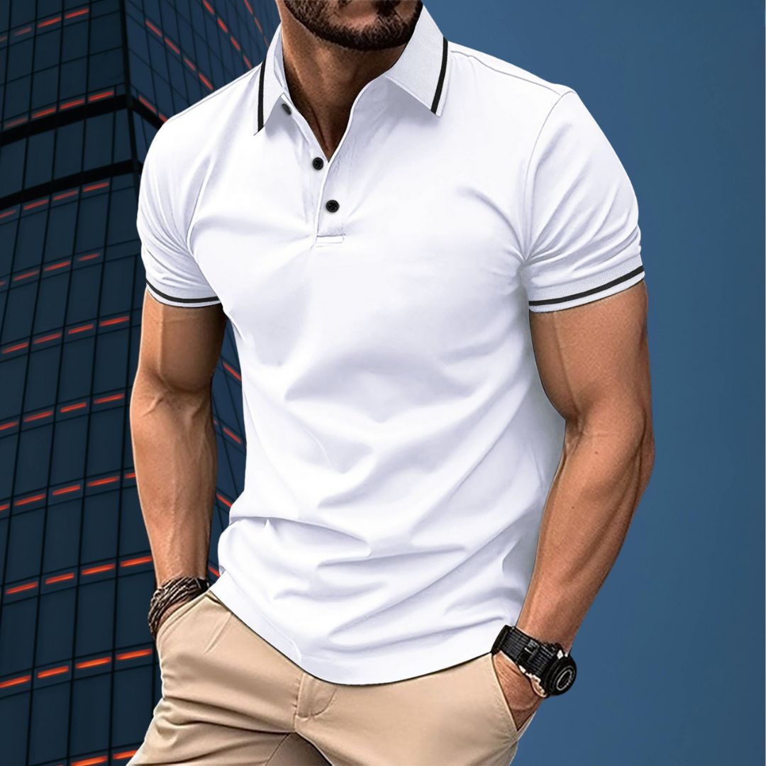 Men’s Polo Shirt - Slim Fit - Soft Knit - Ribbed Collar - Short Sleeve Casual Wear